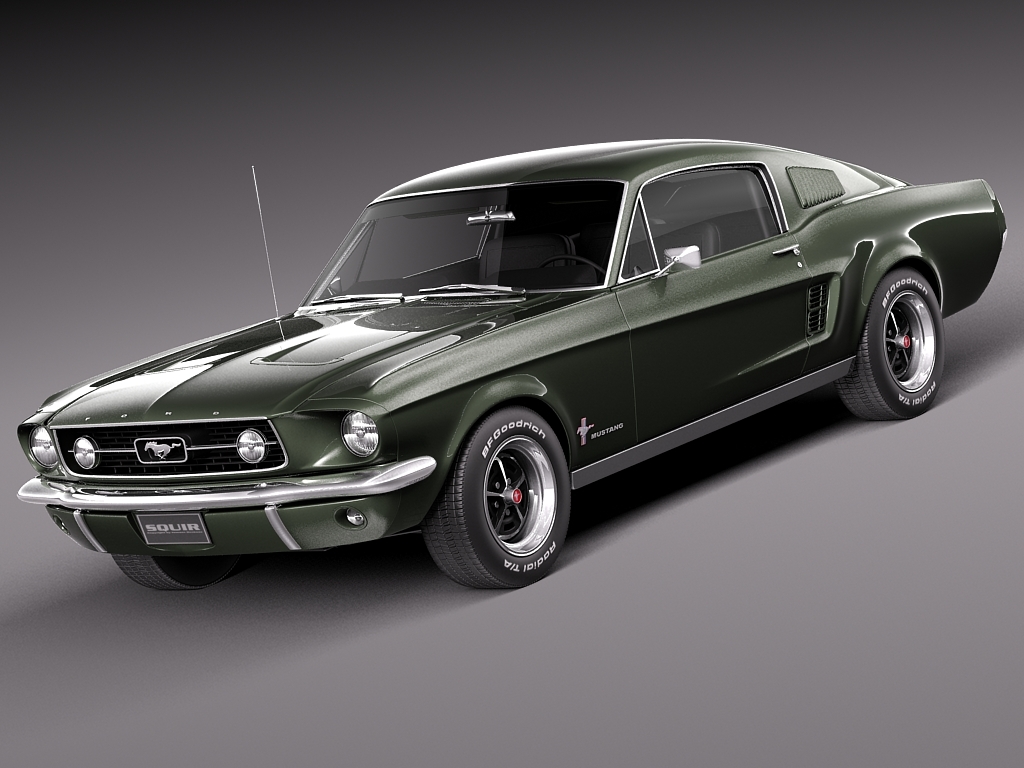 复古1967福特野马汽车外观设计3D模型素材 Ford Mustang Fastback 1967 3D Model_img_2