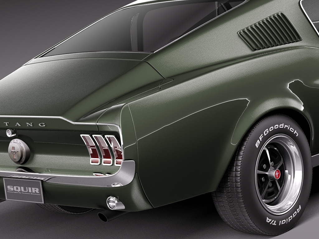 复古1967福特野马汽车外观设计3D模型素材 Ford Mustang Fastback 1967 3D Model_img_2