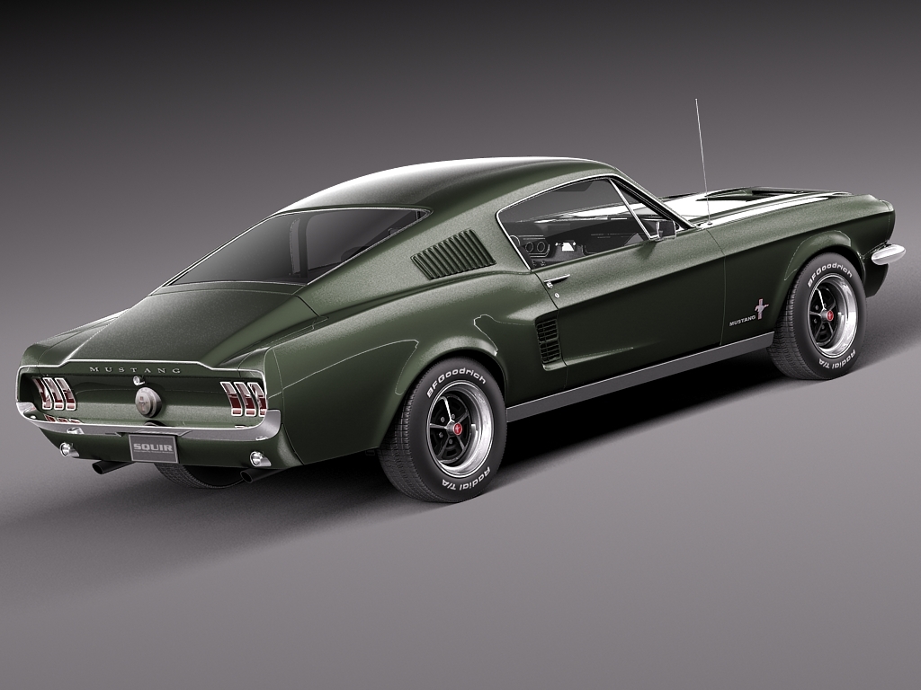 复古1967福特野马汽车外观设计3D模型素材 Ford Mustang Fastback 1967 3D Model_img_2