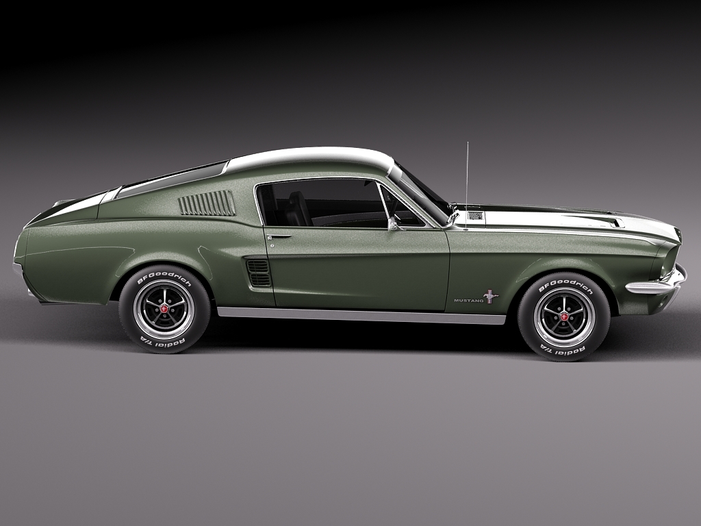 复古1967福特野马汽车外观设计3D模型素材 Ford Mustang Fastback 1967 3D Model_img_2