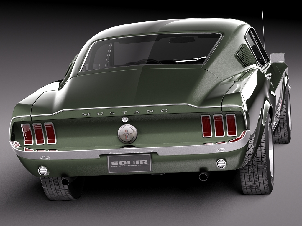 复古1967福特野马汽车外观设计3D模型素材 Ford Mustang Fastback 1967 3D Model_img_2