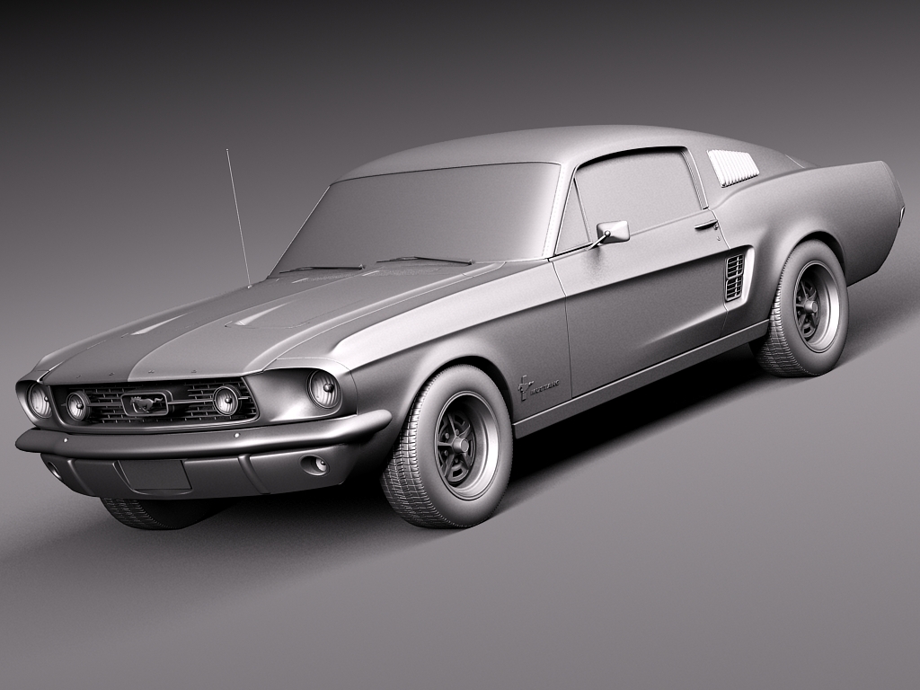 复古1967福特野马汽车外观设计3D模型素材 Ford Mustang Fastback 1967 3D Model_img_2