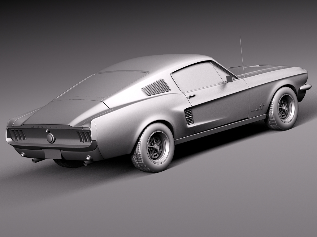 复古1967福特野马汽车外观设计3D模型素材 Ford Mustang Fastback 1967 3D Model_img_2