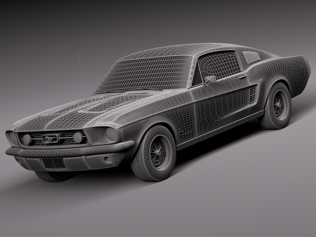 复古1967福特野马汽车外观设计3D模型素材 Ford Mustang Fastback 1967 3D Model_img_2