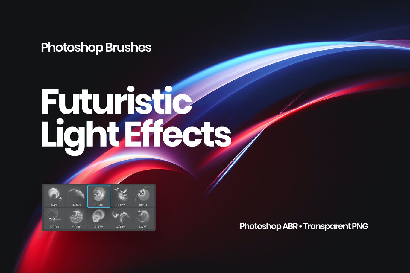 抽象未来灯光效果PS笔刷PNG透明图片设计素材套装 Light Effects Photoshop Brushes_img_2