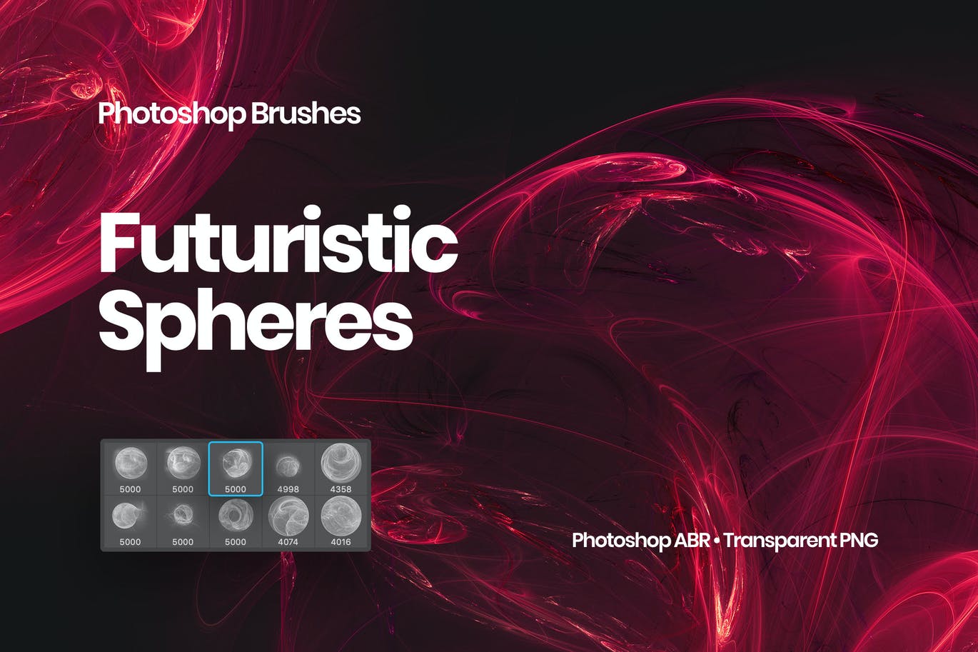 抽象未来派星球球体PS笔刷PNG透明图片设计素材套装 Futuristic Spheres Photoshop Brushes_img_2