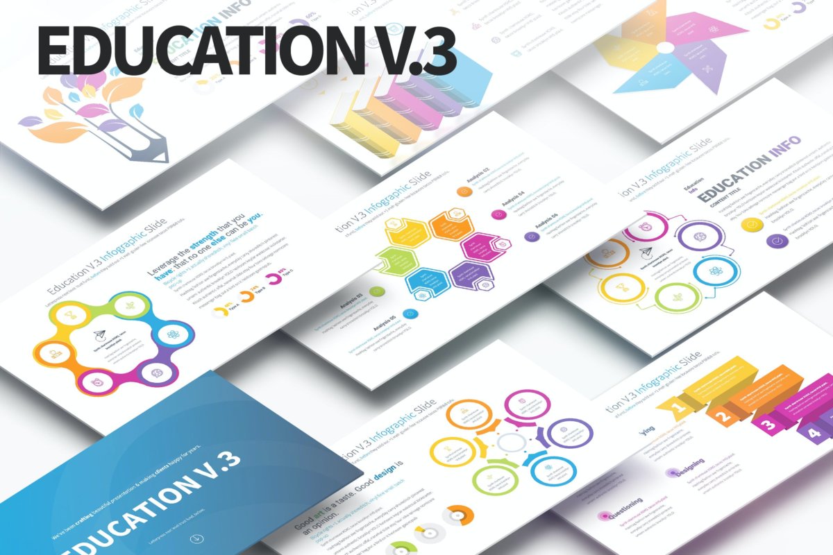 现代创意多功能图文排版设计ppt模板 Education V.3 - PowerPoint Infographics Slides_img_2