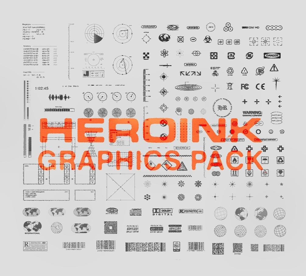 潮流撕纸颗粒背景图片创意酸性图形设计素材包 Heroink Graphics Pack_img_2