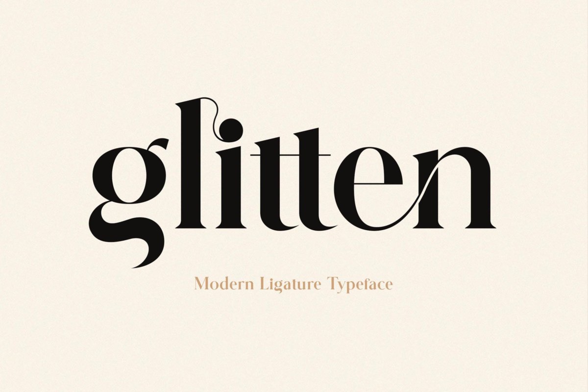 优雅别致杂志社交媒体徽标logo设计衬线英文字体素材 Glitten - Ligature Serif Font_img_2