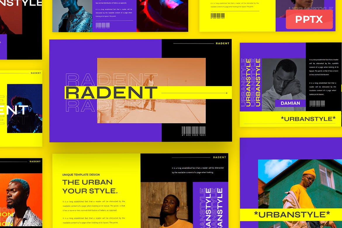 时尚创意企业营销策划图文排版ppt设计模板 Radent - Urban Powerpoint Presentation Template_img_2