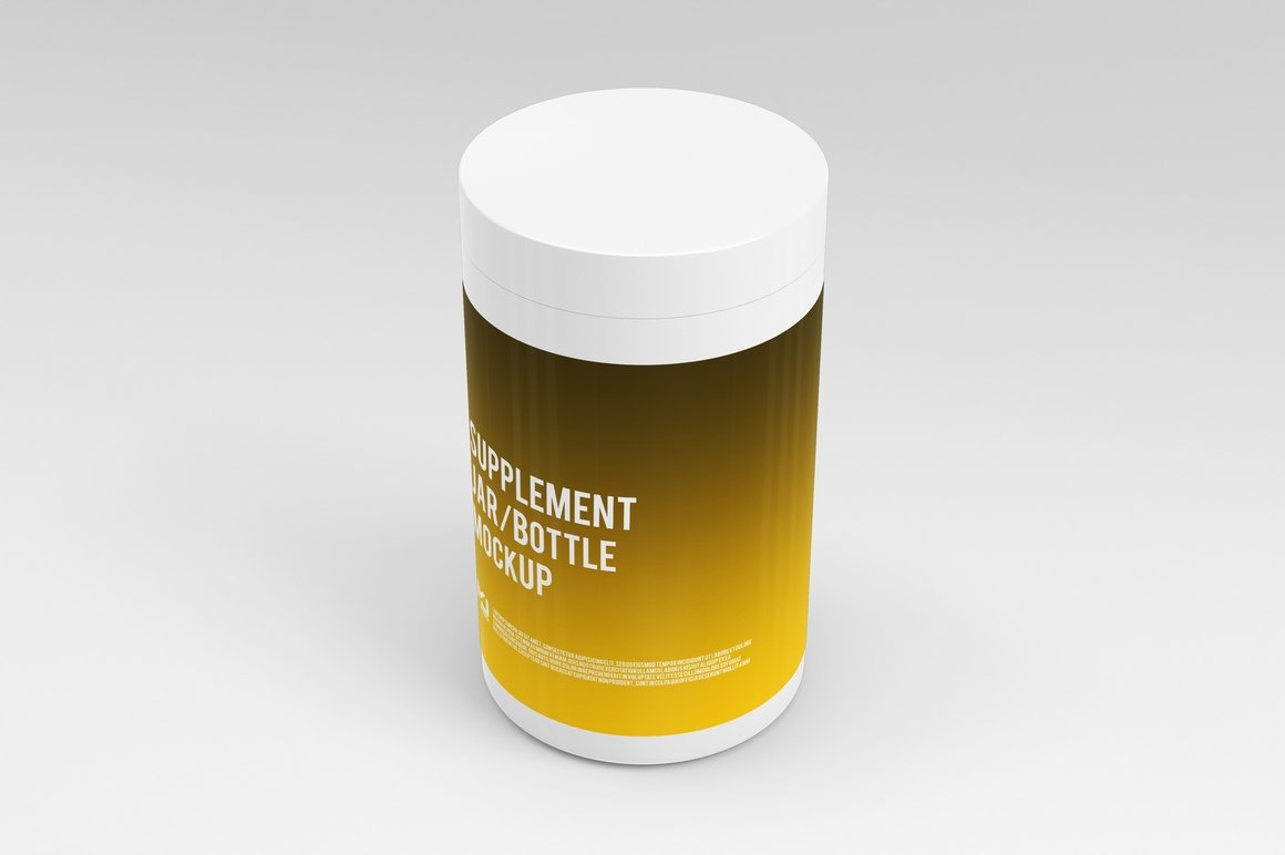 6个药物补充瓶标签设计贴图样机模板 Supplement Jar / Bottle Mock-Up 3_img_2