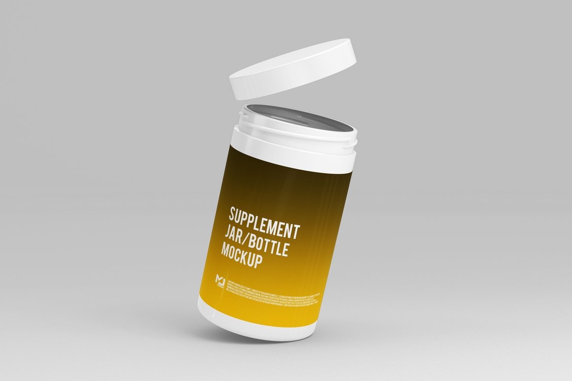 6个药物补充瓶标签设计贴图样机模板 Supplement Jar / Bottle Mock-Up 3_img_2