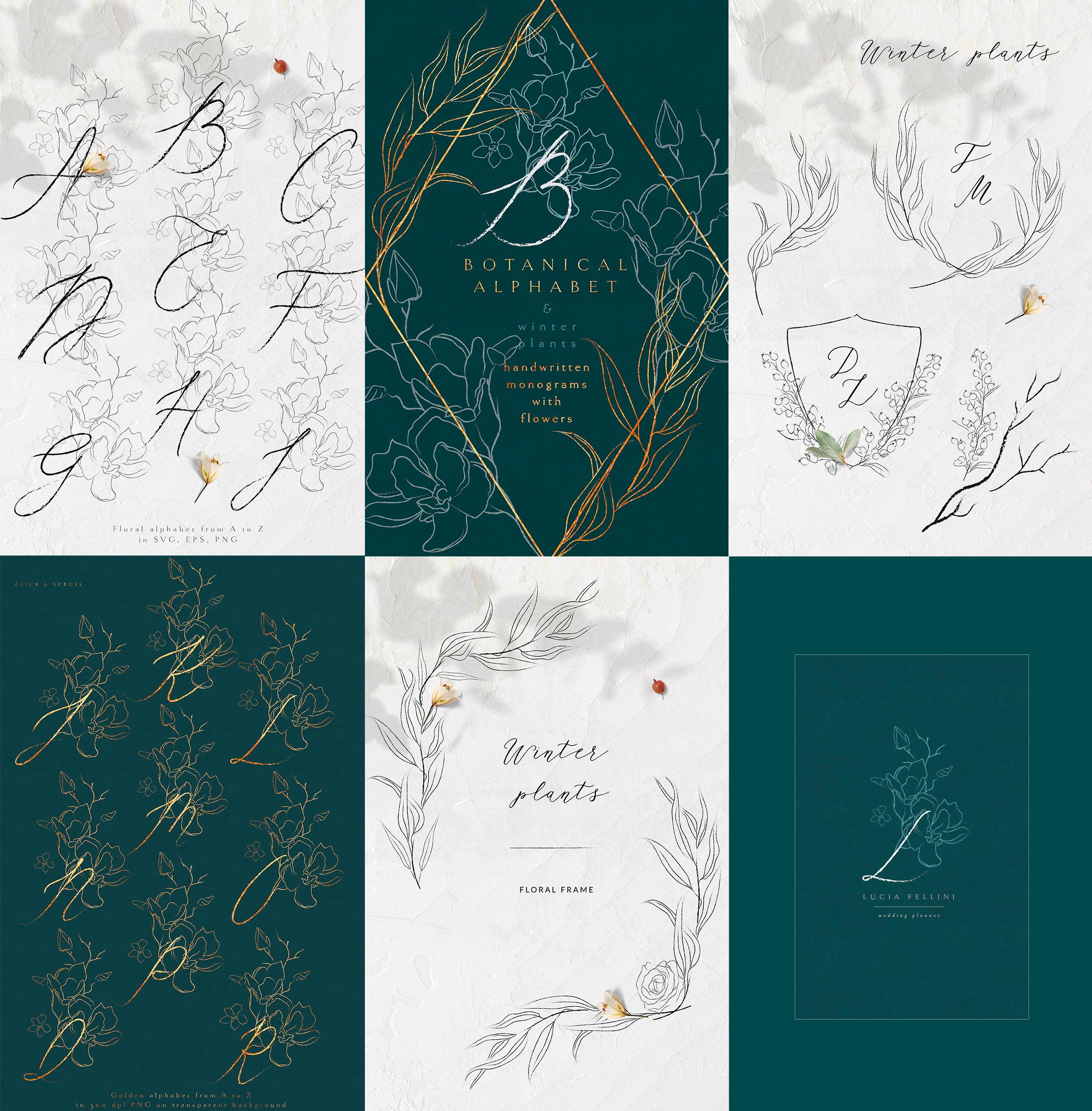 17套优雅花卉树叶艺术线条装饰图案矢量素材合集 SALE Line Art Floral Graphic Bundle_img_2