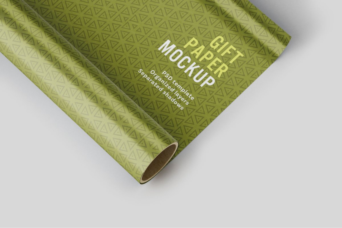 时尚礼品包装纸设计贴图样机PSD模版合集 Gift Wrapping Paper Mockup Set_img_2