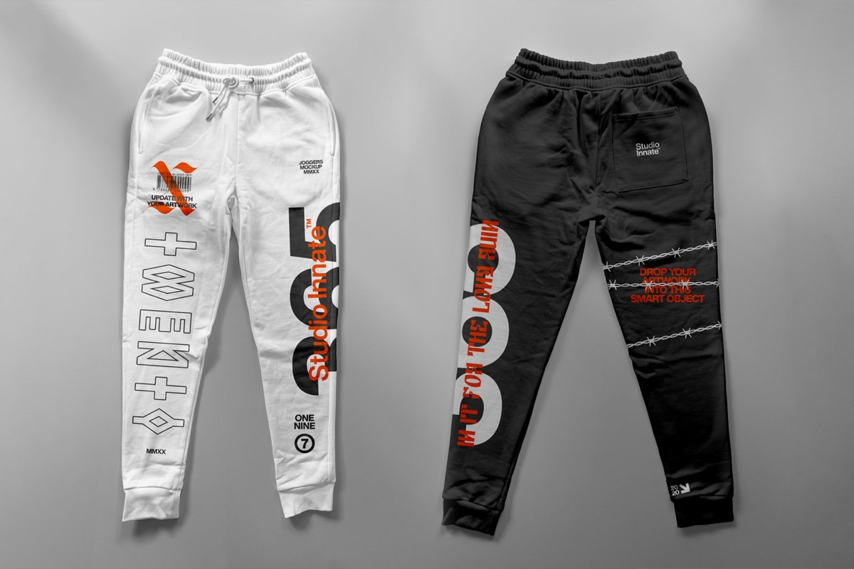 潮流跑步运动裤印花图案设计贴图样机套装 Sweatpants - Mockup Bundle_img_2