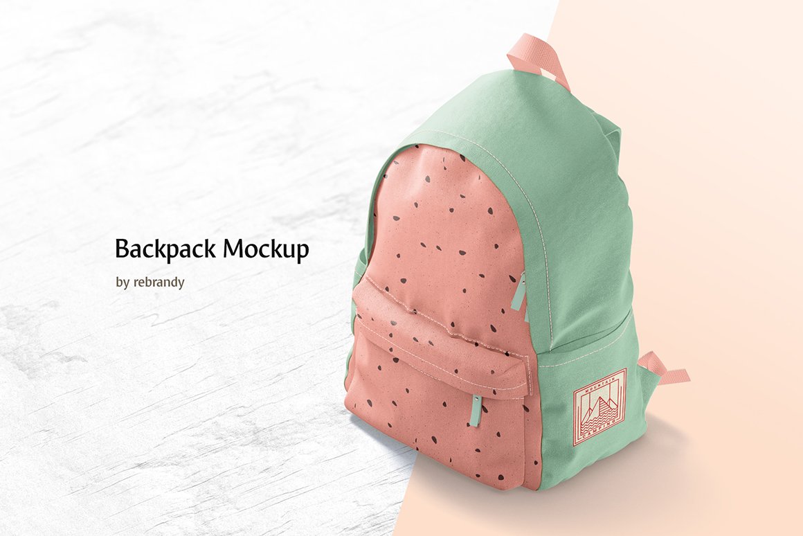 时尚女式背包印花图案设计贴图样机 Backpack Mockup_img_2