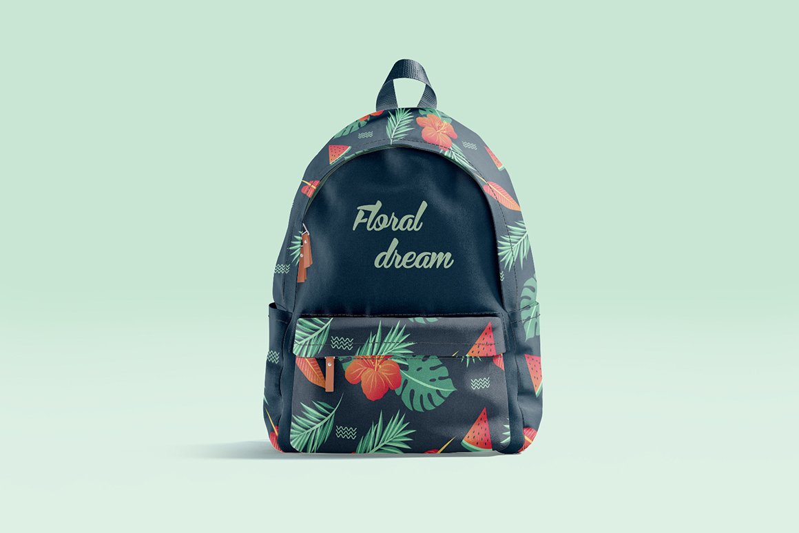 时尚女式背包印花图案设计贴图样机 Backpack Mockup_img_2