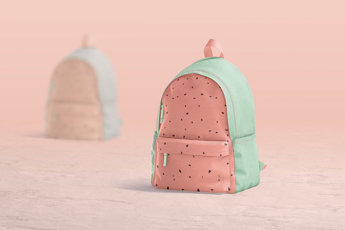 时尚女式背包印花图案设计贴图样机 Backpack Mockup_img_2