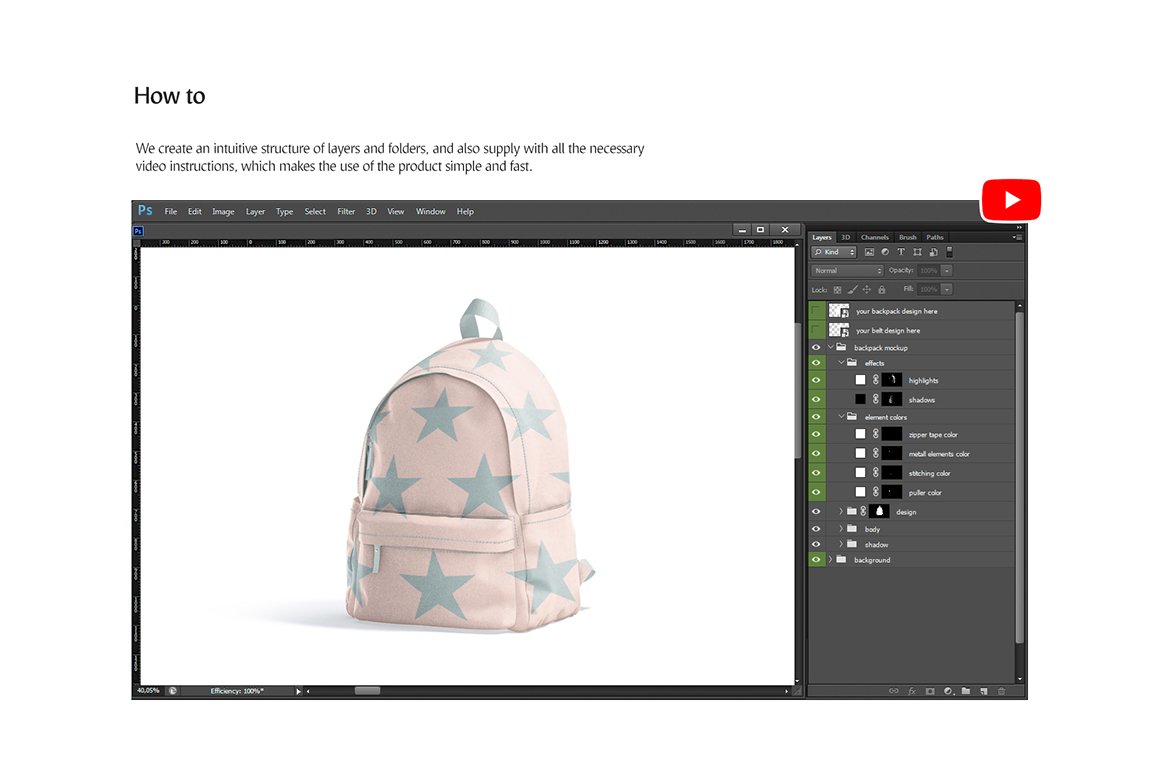 时尚女式背包印花图案设计贴图样机 Backpack Mockup_img_2