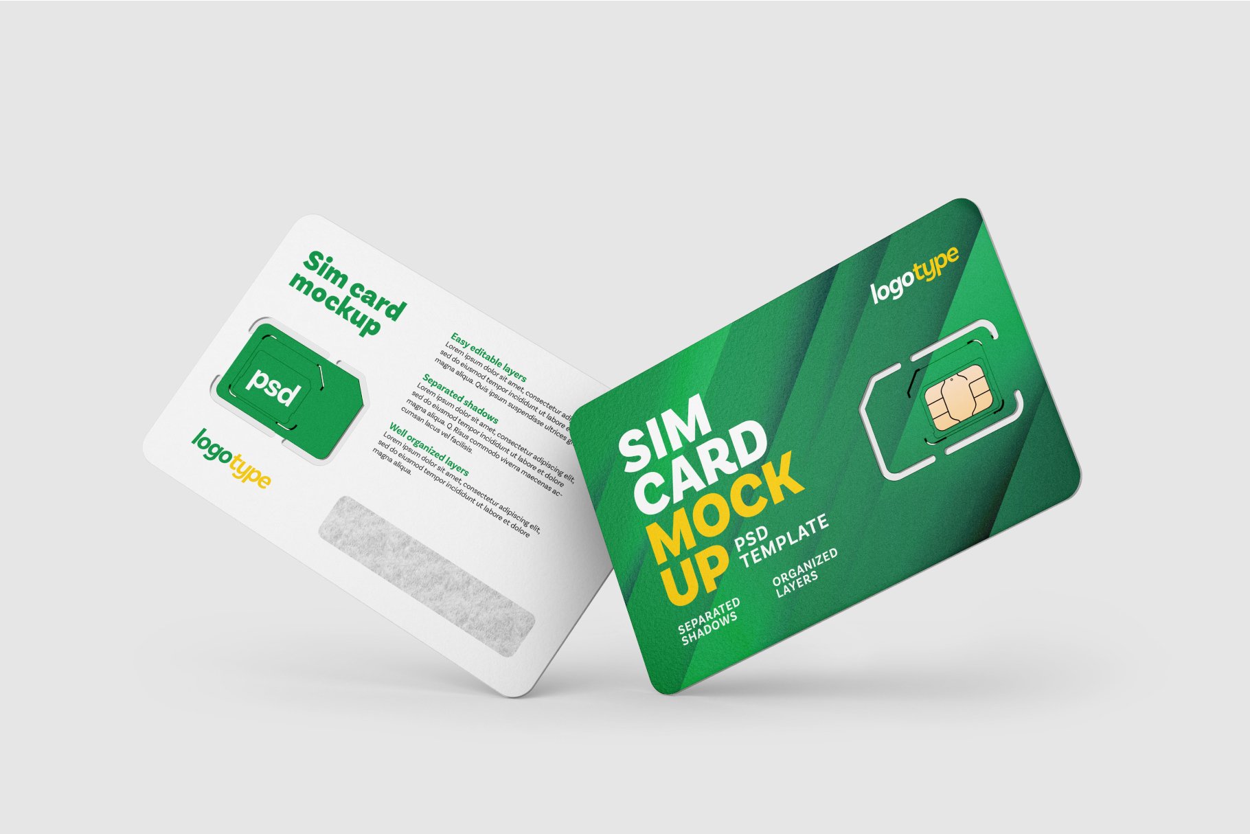 6款电信手机SIM卡设计贴图样机模板合集 Sim Card Mockup Set_img_2