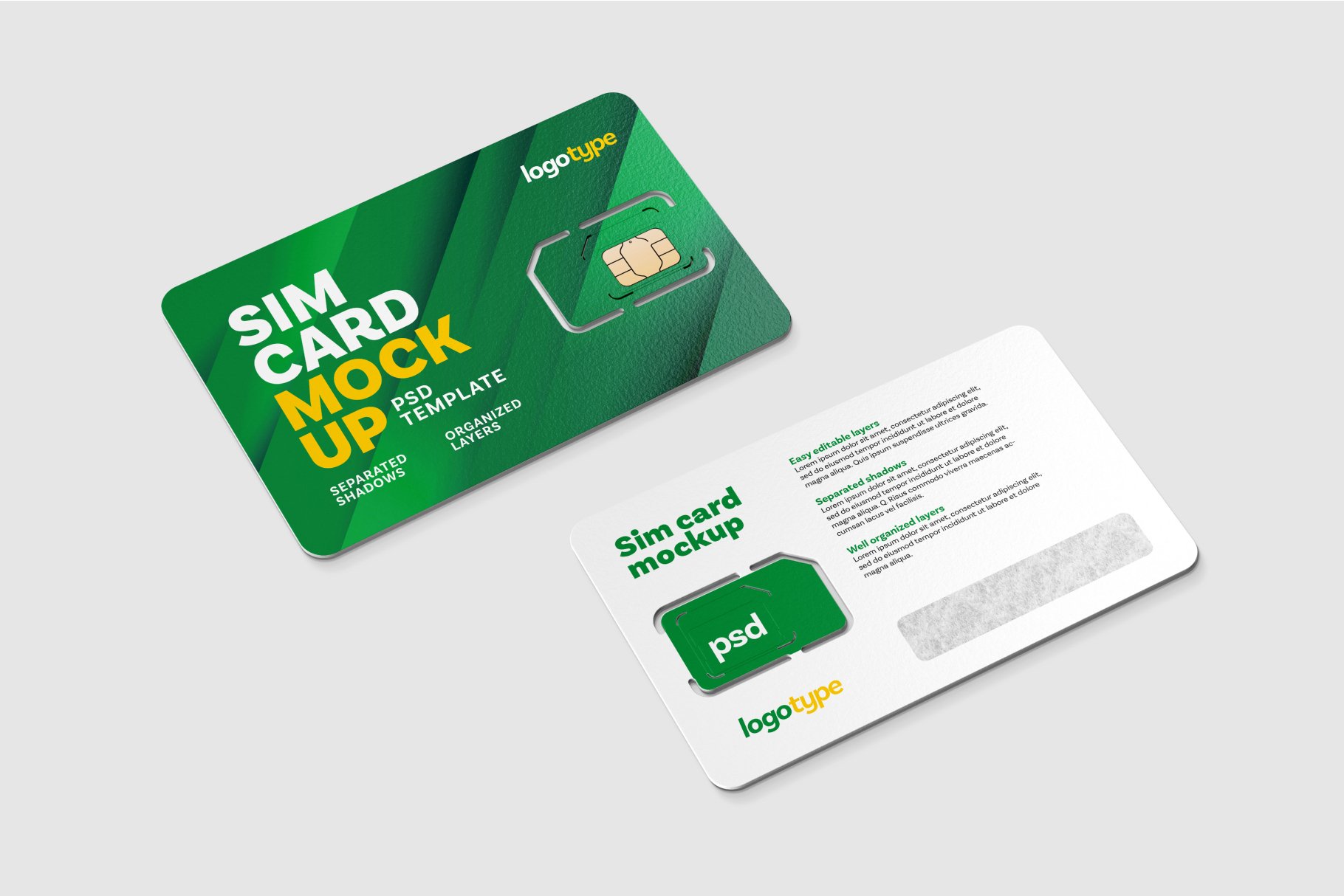 6款电信手机SIM卡设计贴图样机模板合集 Sim Card Mockup Set_img_2