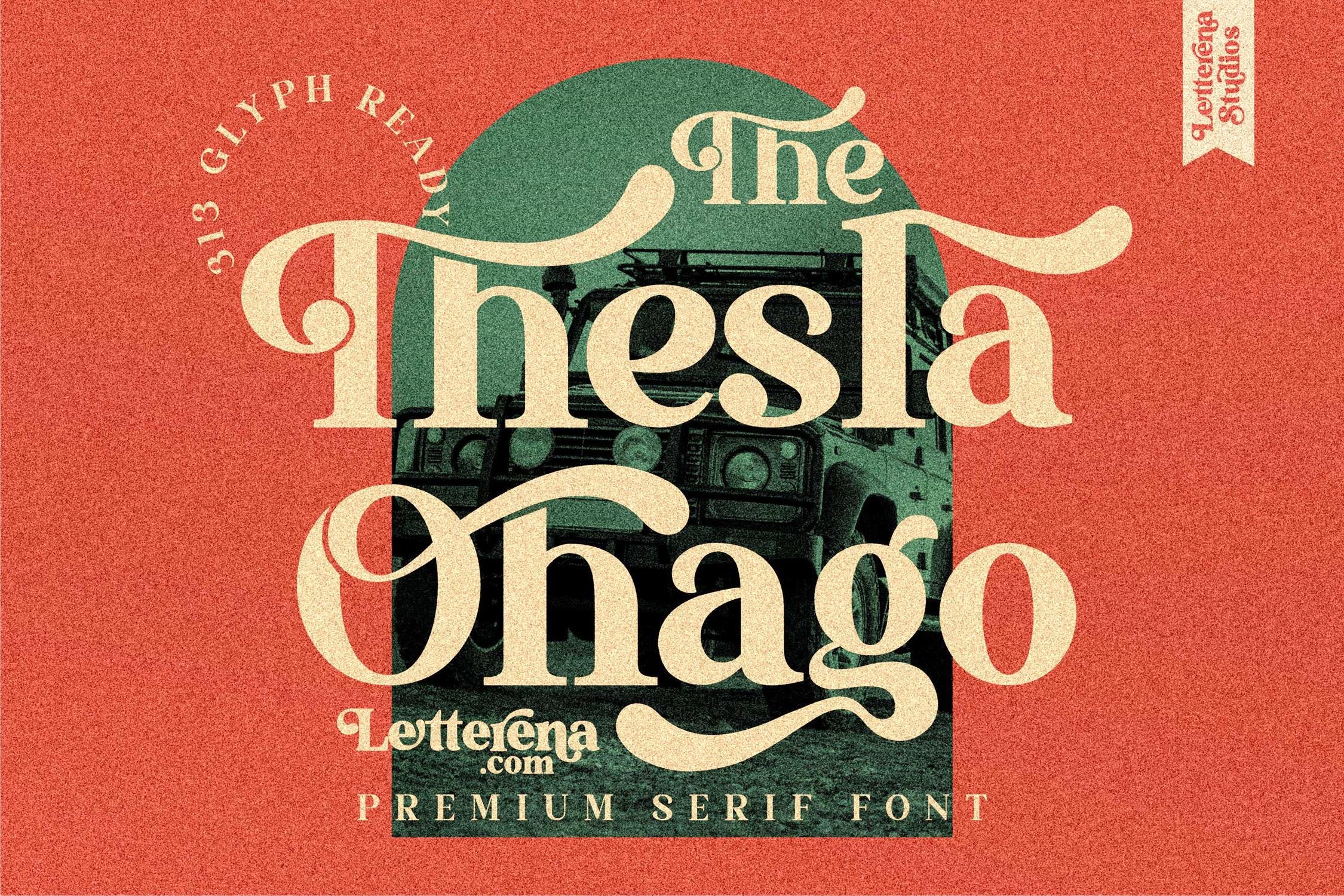 现代优雅海报品牌商标设计衬线英文字体素材 The Thesla Ohago Serif LS_img_2