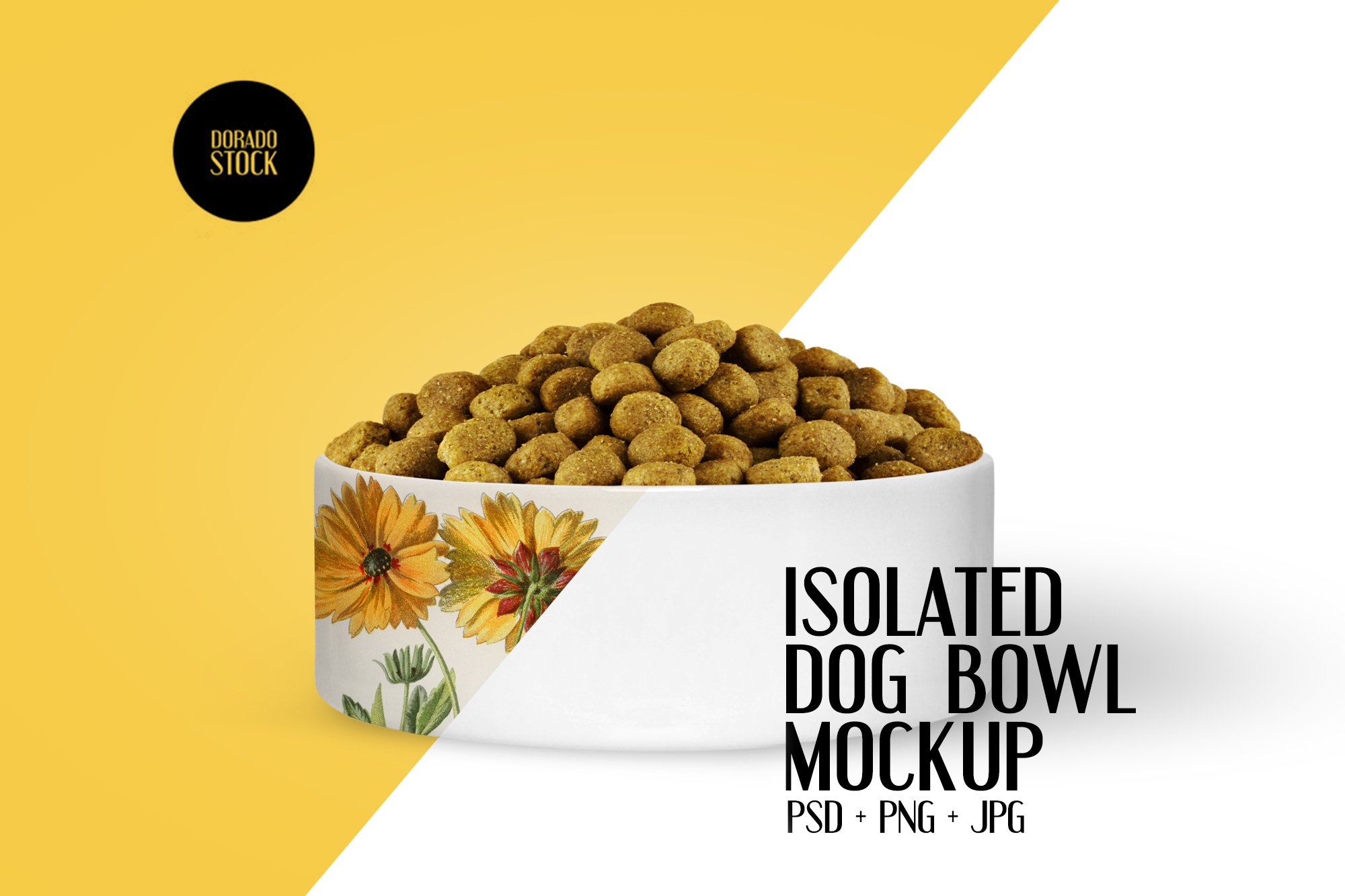 动物食品狗碗设计贴图样机 Dog Bowl Mockup_img_2