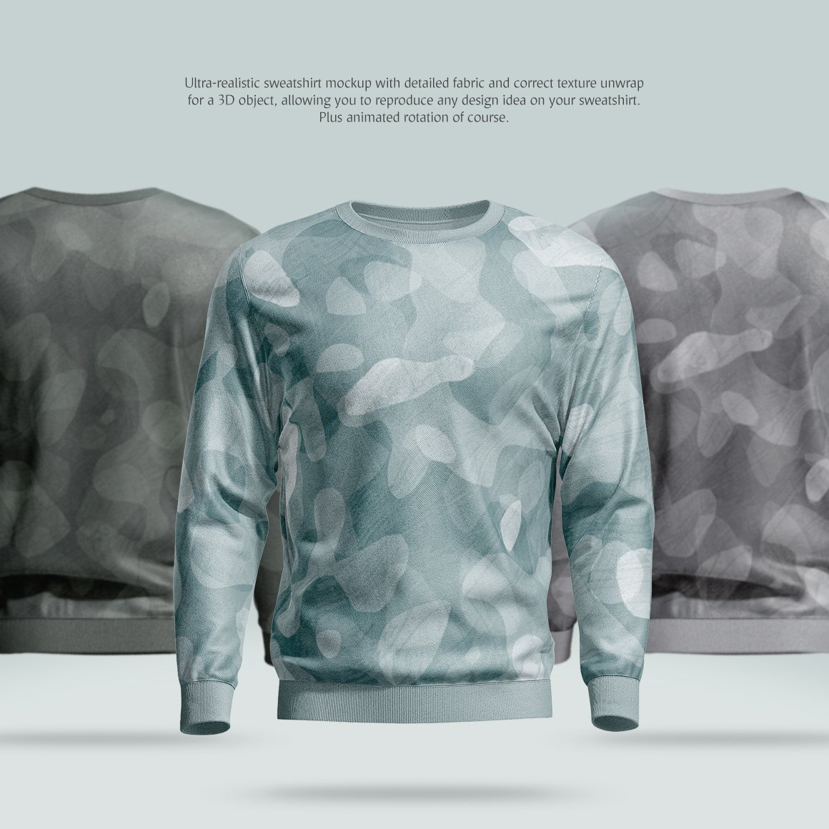 逼真运动衫印花图案设计贴图动态演示样机 Sweatshirt Animated Mockup_img_2