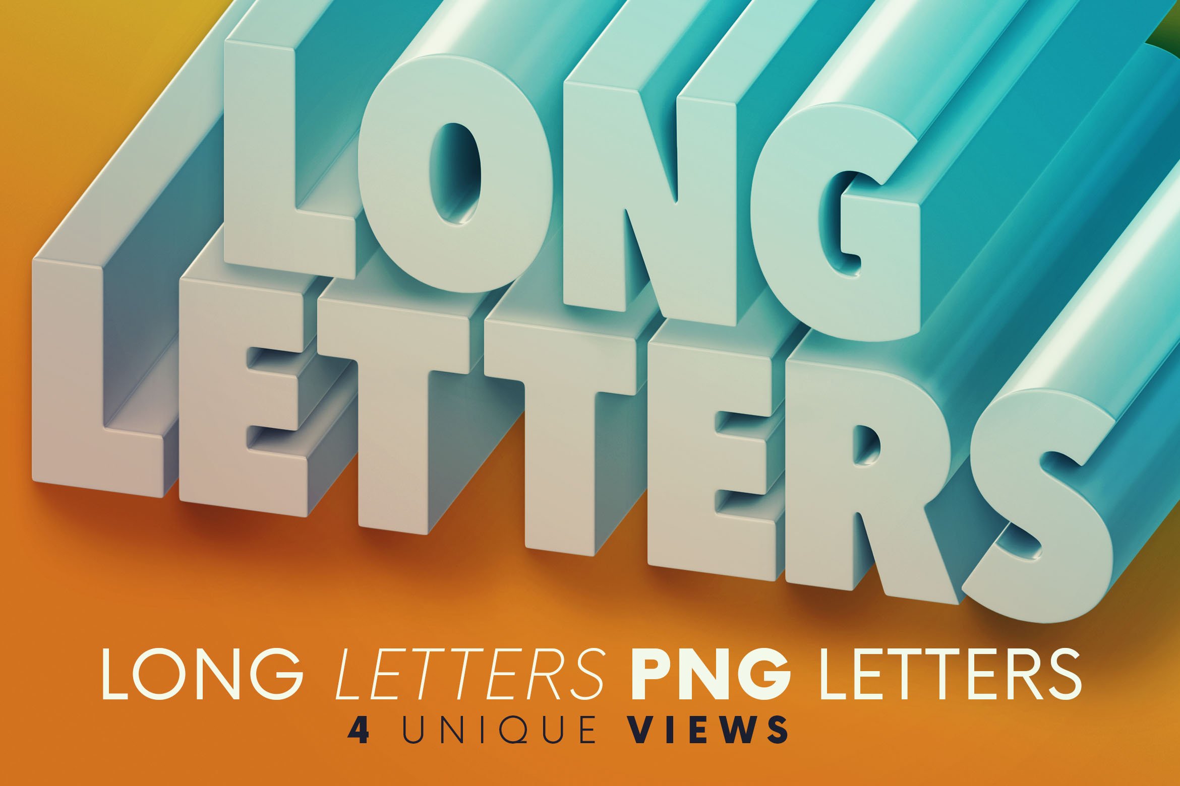 逼真高清3D创意长字母数字PNG透明图片设计素材 Long Letters - 3D Lettering_img_2