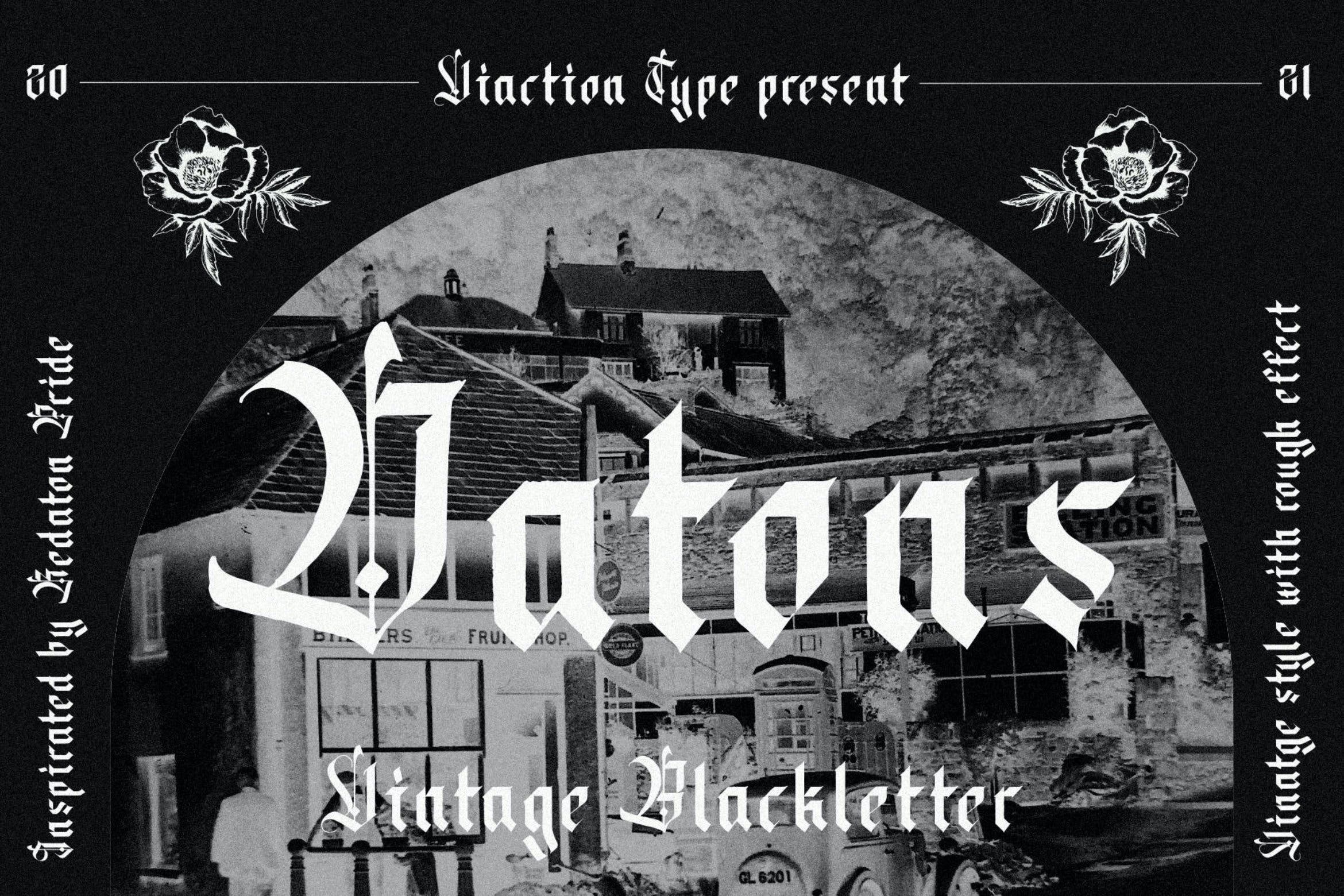 复古幽灵风格海报标签徽标logo设计衬线英文字体素材 Datons - Vintage Blackletter_img_2