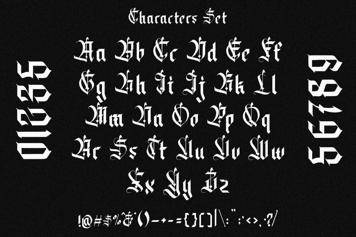 复古幽灵风格海报标签徽标logo设计衬线英文字体素材 Datons - Vintage Blackletter_img_2