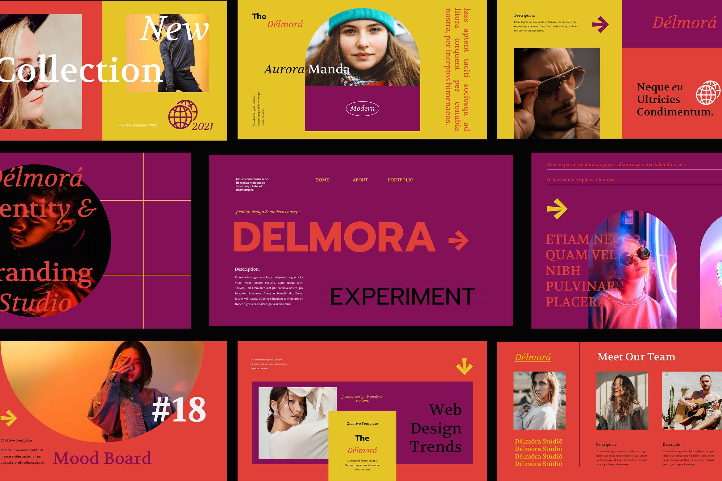 炫彩品牌摄影作品集演示文稿设计模板 Delmora Powerpoint Template_img_2