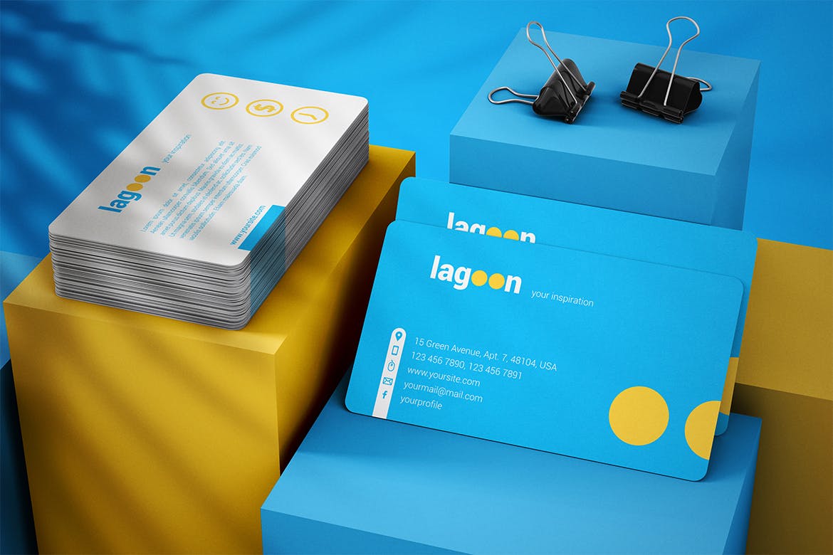 时尚圆角商务名片卡片设计贴图样机模板 Business Cards With Rounded Corners Mockup_img_2