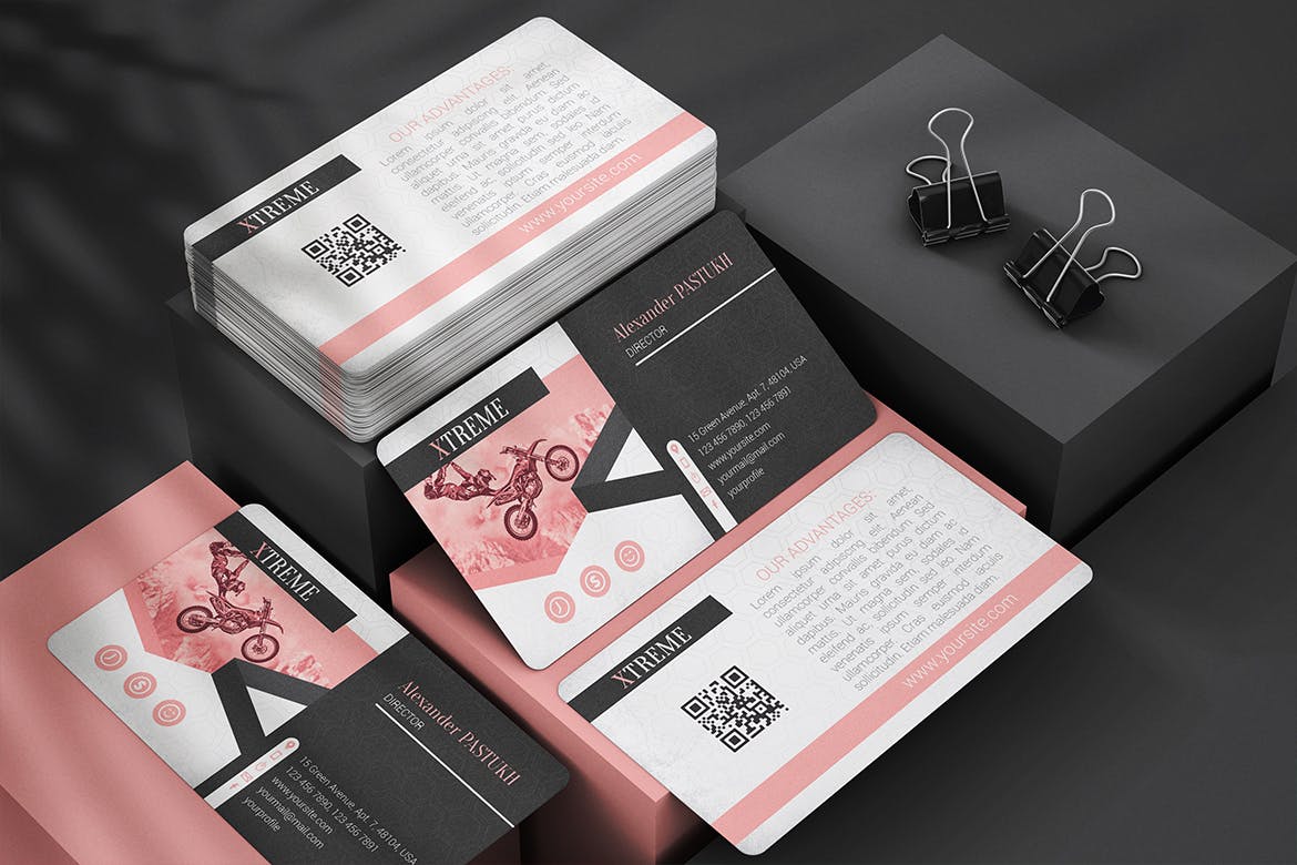 时尚圆角商务名片卡片设计贴图样机模板 Business Cards With Rounded Corners Mockup_img_2