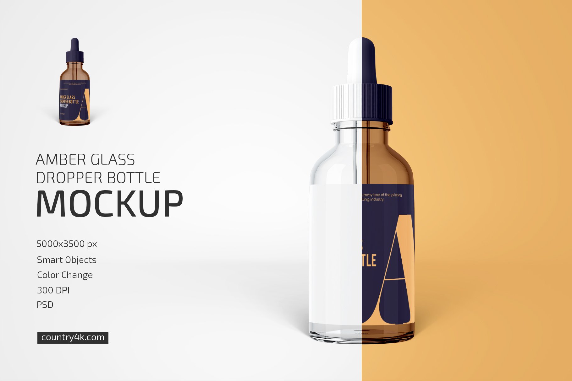 琥珀色化妆品滴管瓶设计贴图样机 Amber Glass Dropper Bottle Mockup_img_2