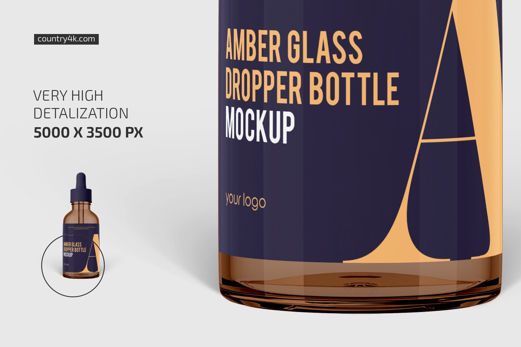 琥珀色化妆品滴管瓶设计贴图样机 Amber Glass Dropper Bottle Mockup_img_2