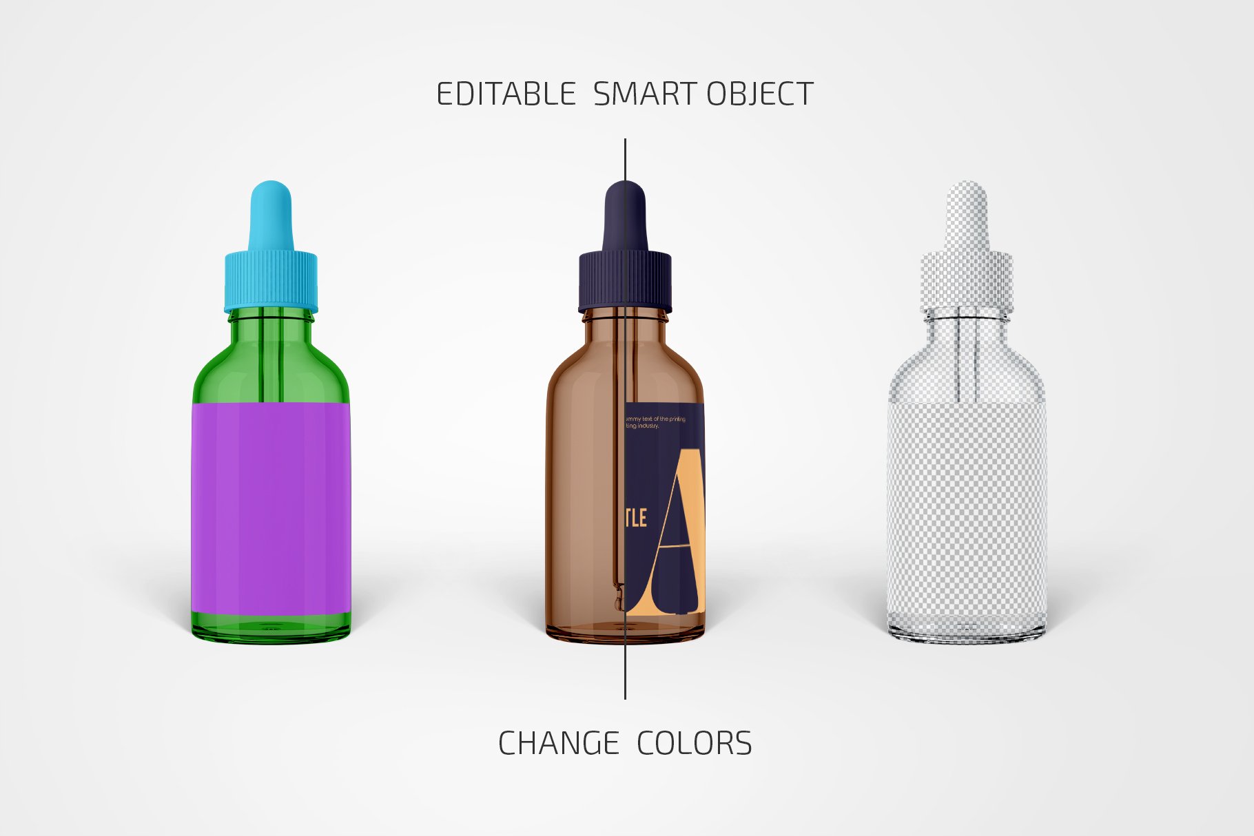 琥珀色化妆品滴管瓶设计贴图样机 Amber Glass Dropper Bottle Mockup_img_2