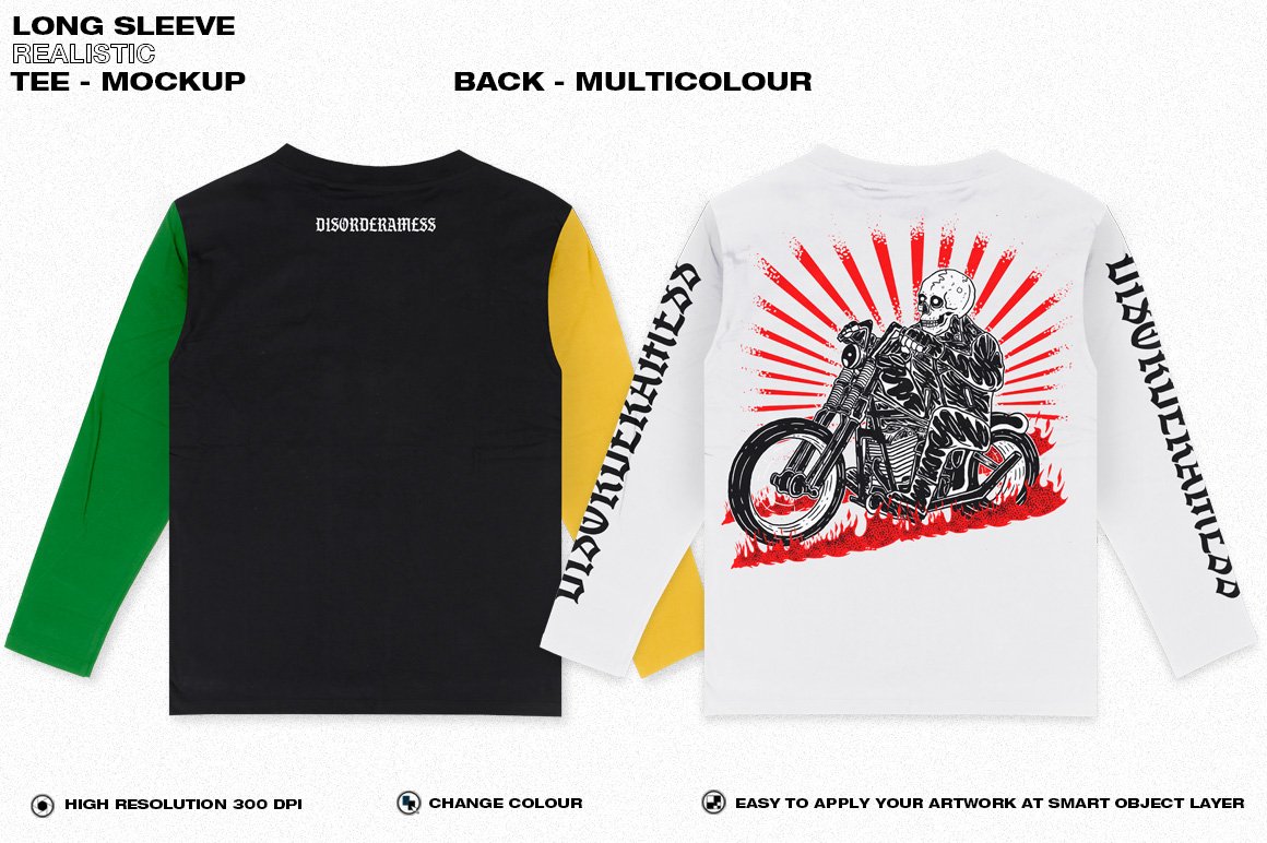 逼真长袖T恤印花图案设计贴图样机PSD模板 LONG SLEEVE REALISTIC TEE-MOCKUP_img_2