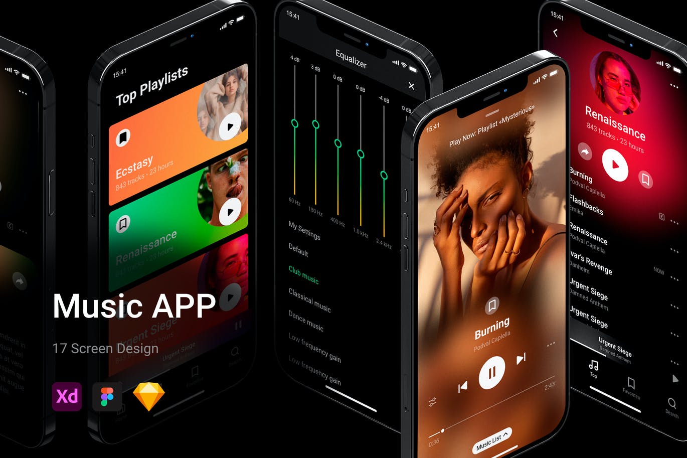 炫酷音乐APP应用程序界面设计UI套件 Amazing Music App UI Kit_img_2