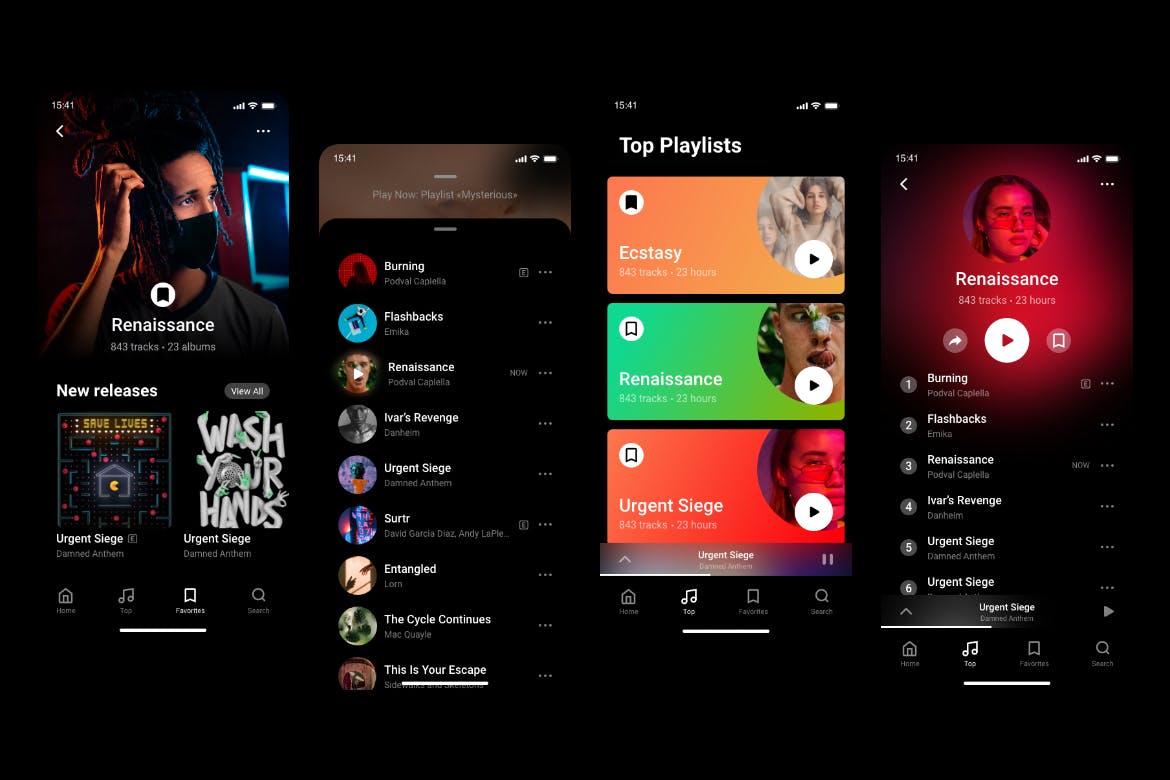 炫酷音乐APP应用程序界面设计UI套件 Amazing Music App UI Kit_img_2