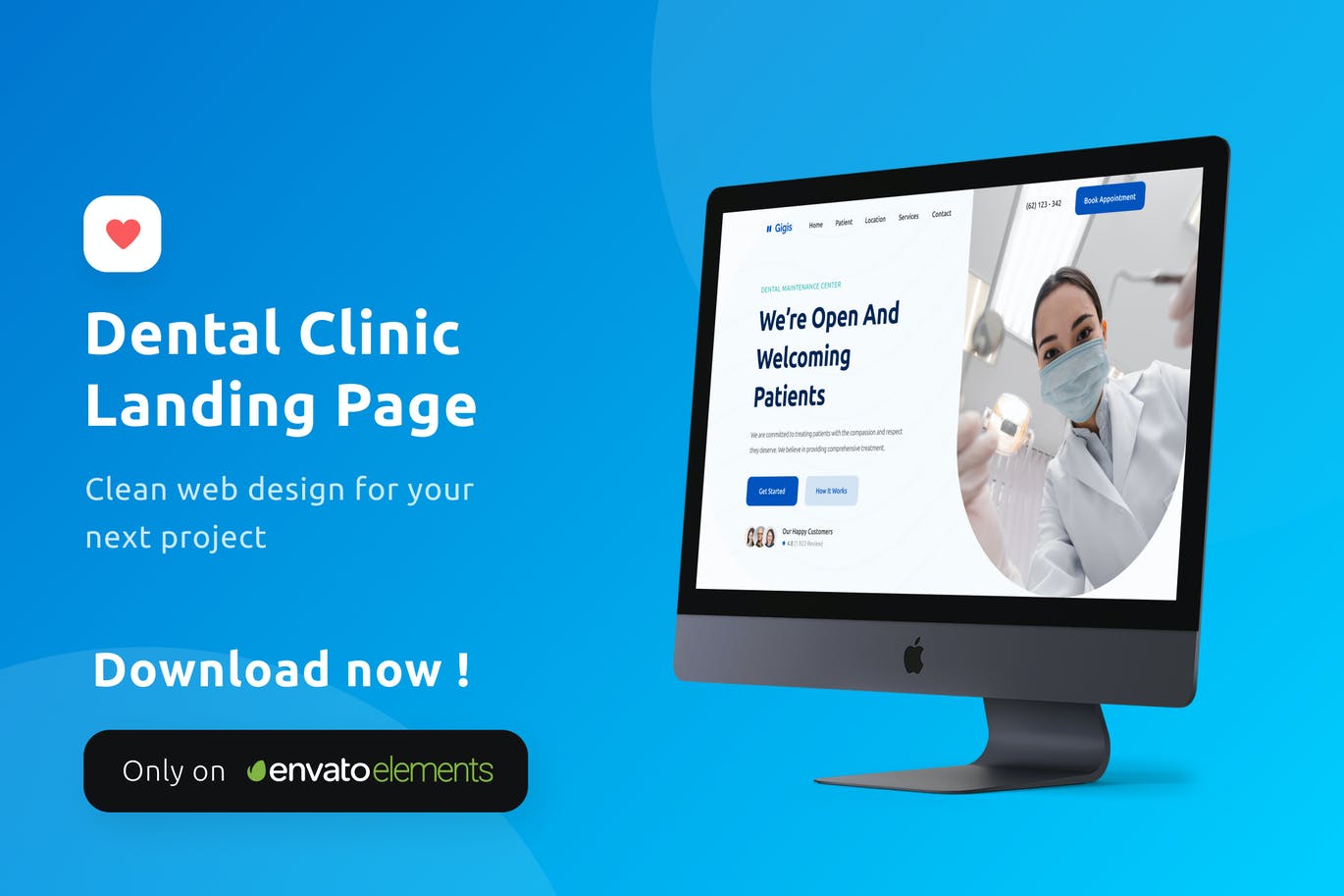 简约医院牙科诊所APP网页UI界面设计套件 Dental Clinic Landing Page_img_2