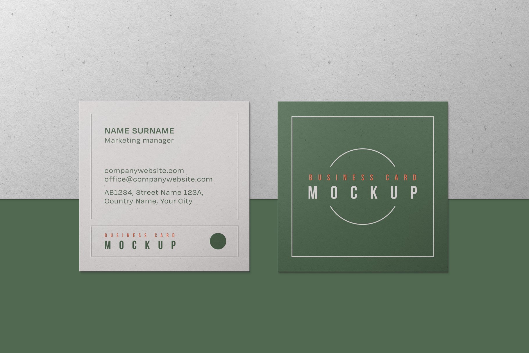 10个方形商务名片卡片邀请卡设计贴图样机合集 Square Business Card Mockup Set_img_2