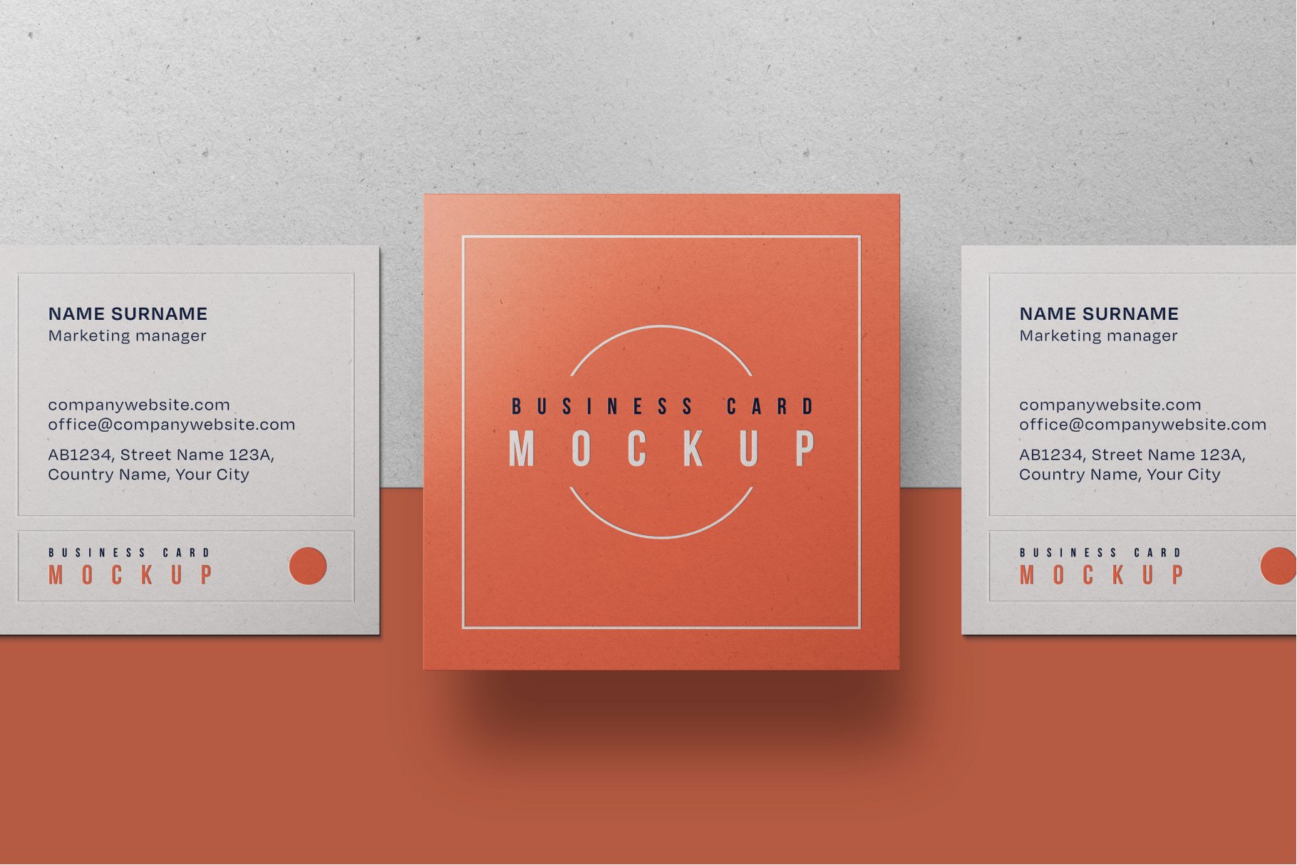 10个方形商务名片卡片邀请卡设计贴图样机合集 Square Business Card Mockup Set_img_2