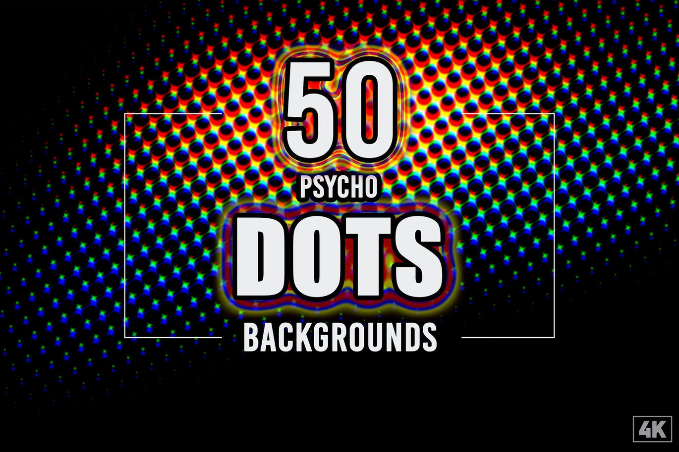 50款高清炫彩半调点状纹理背景图片设计素材 50 Psycho Dots Backgrounds_img_2