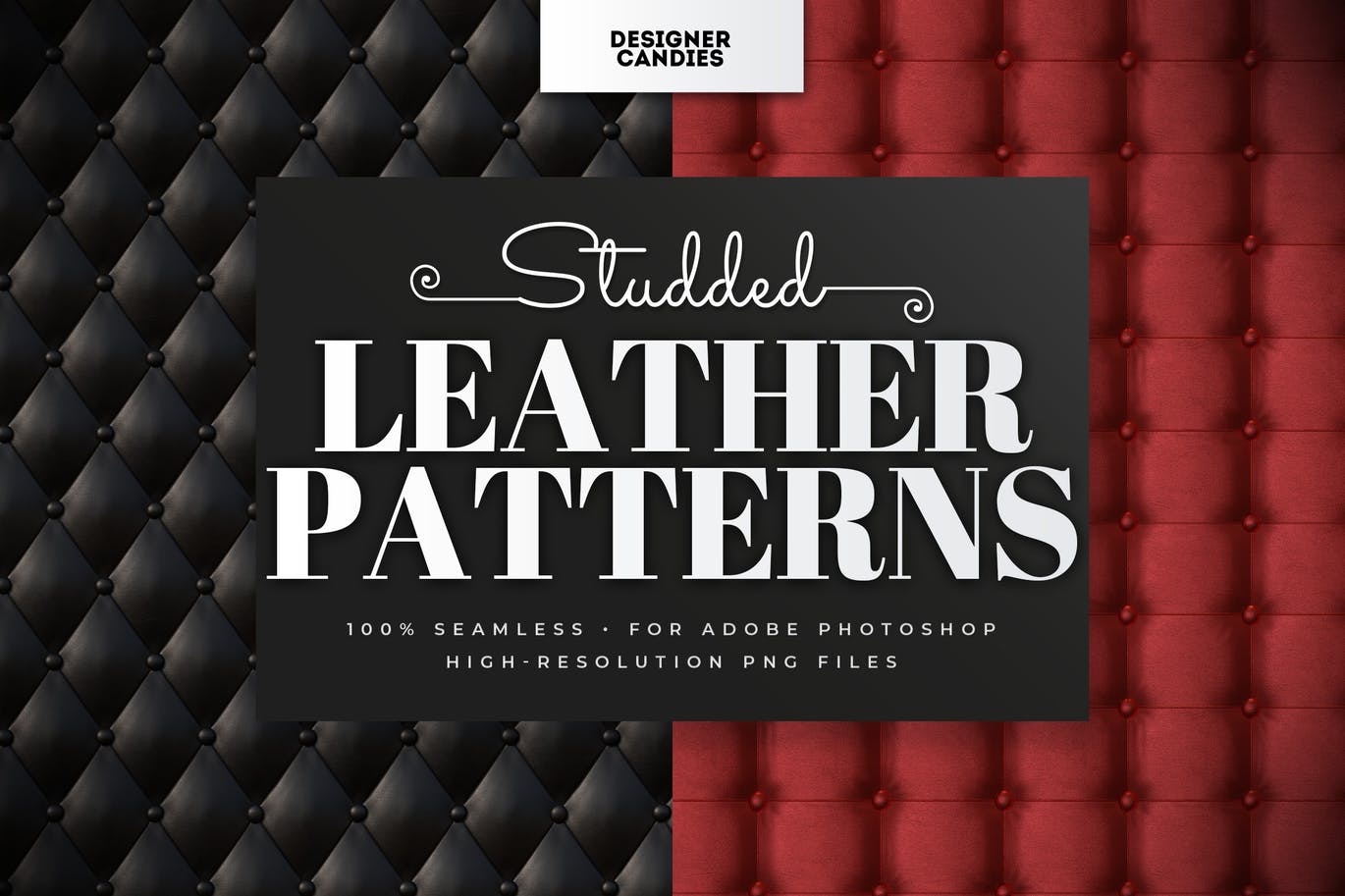 14种逼真铆钉纽扣皮革纹理无缝隙背景图案设计素材 Studded Leather Patterns_img_2