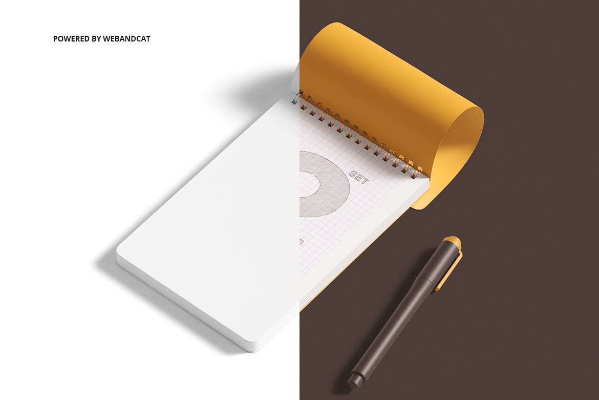 打开办公用品笔记本设计PS贴图样机模板合集 Notepad Mockup Set 2_img_2