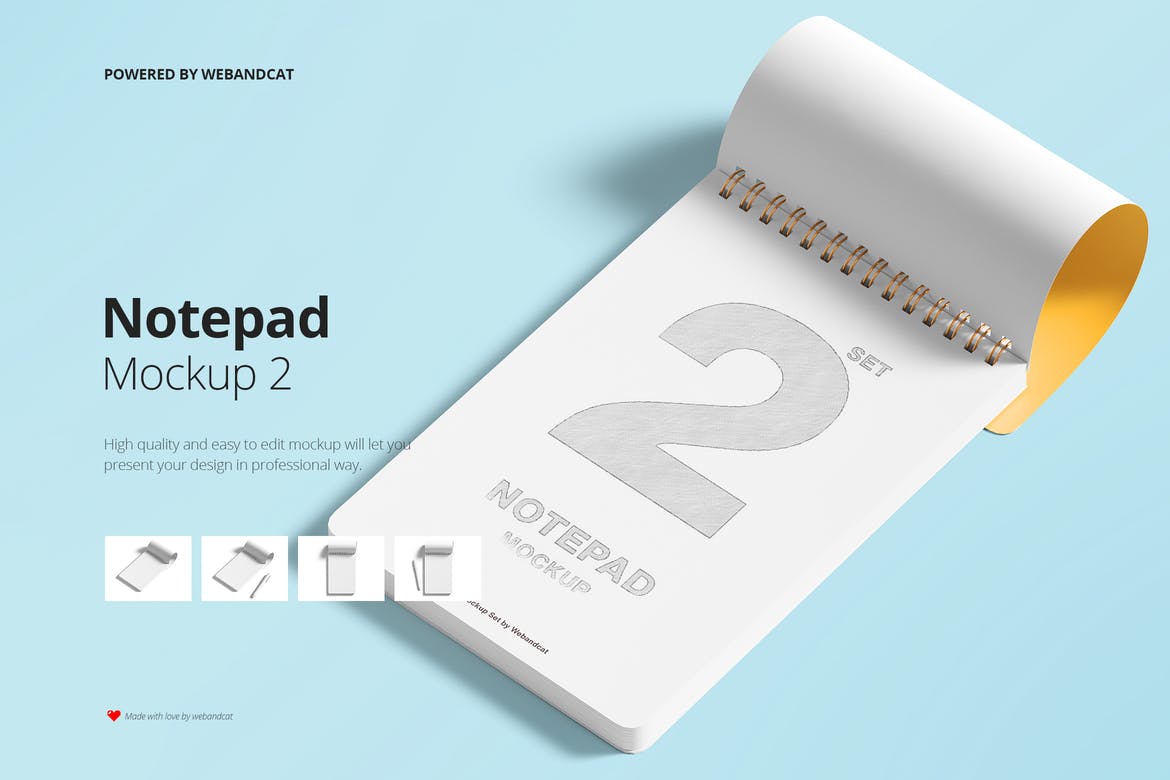 打开办公用品笔记本设计PS贴图样机模板合集 Notepad Mockup Set 2_img_2