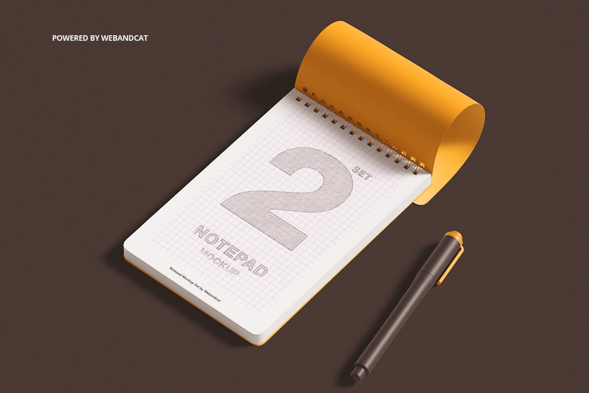 打开办公用品笔记本设计PS贴图样机模板合集 Notepad Mockup Set 2_img_2