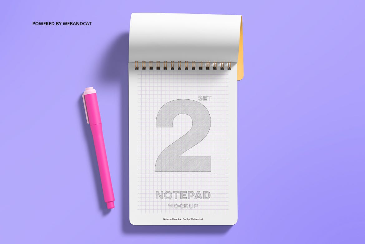 打开办公用品笔记本设计PS贴图样机模板合集 Notepad Mockup Set 2_img_2