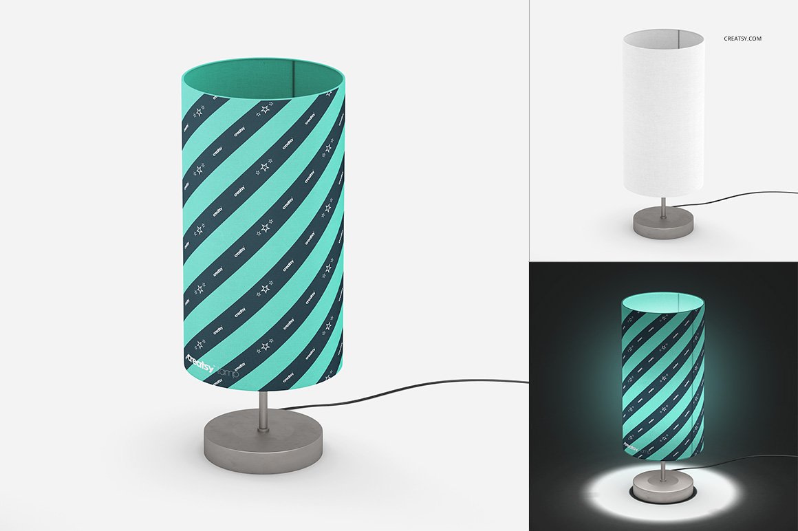 圆形台灯灯罩设计PS贴图样机模板 Lampshade Mockup Set_img_2